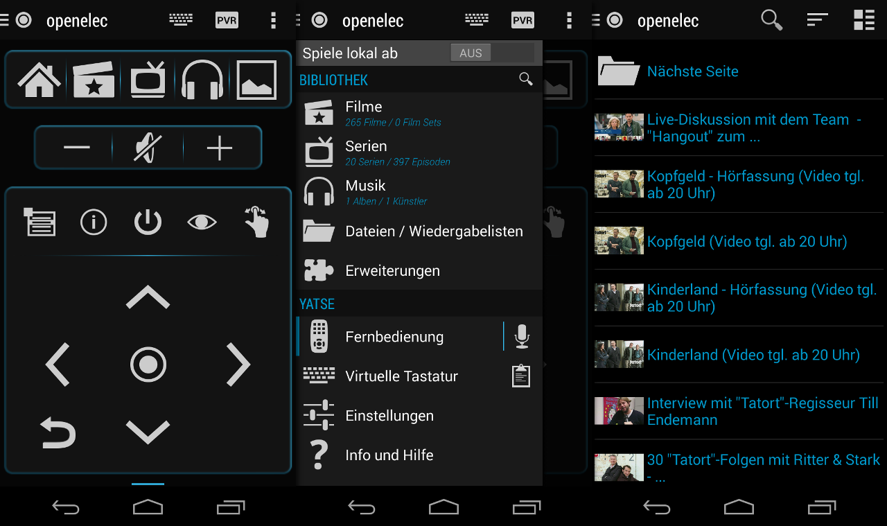 Mit lässt sich XBMC steuern und auch Videos aus der Bibliothek laden.