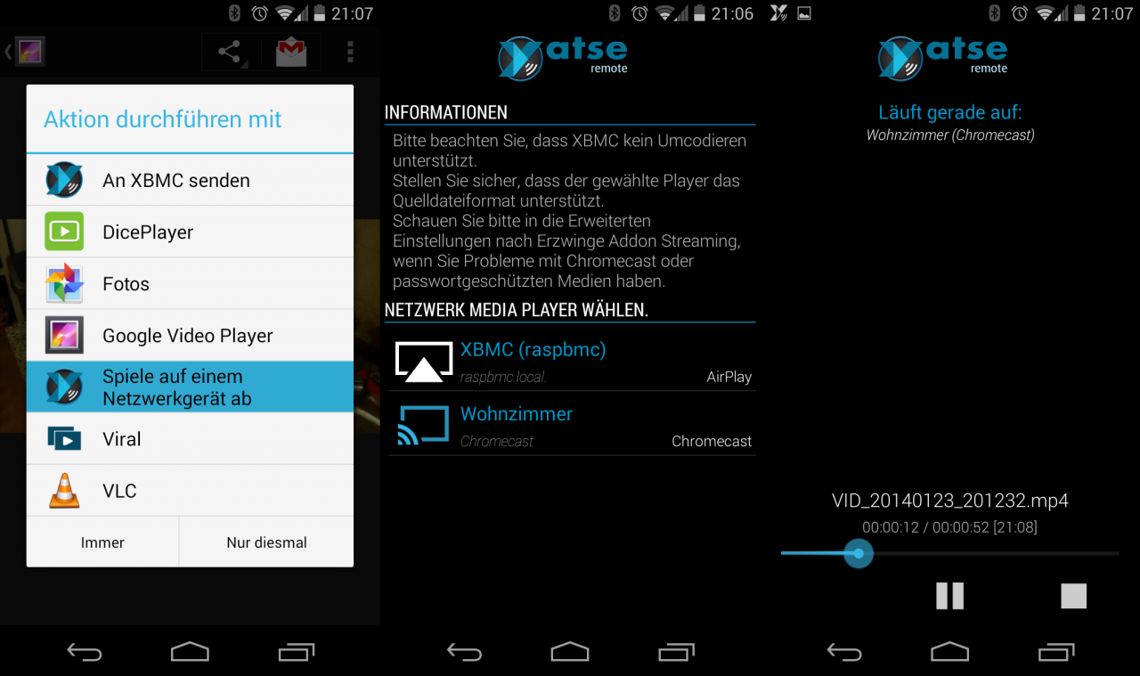 Yatse kann nun auch Videos direkt an Chromecast senden.