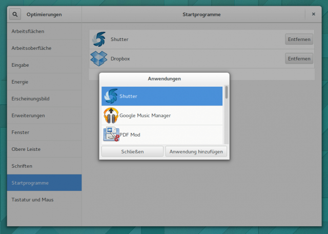 Das GNOME-Tweak-Tool übernimmt in GNOME 3.12 Konfiguration für Autostarts.