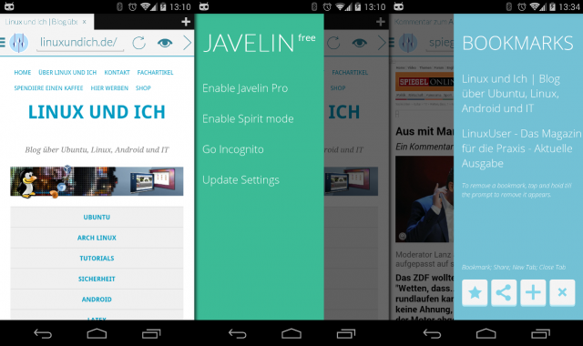Der Javelin Browser für Android bringt Adblocker, Readability-Mode und ein kostenpflichtigen Proxy-Dienst mit.
