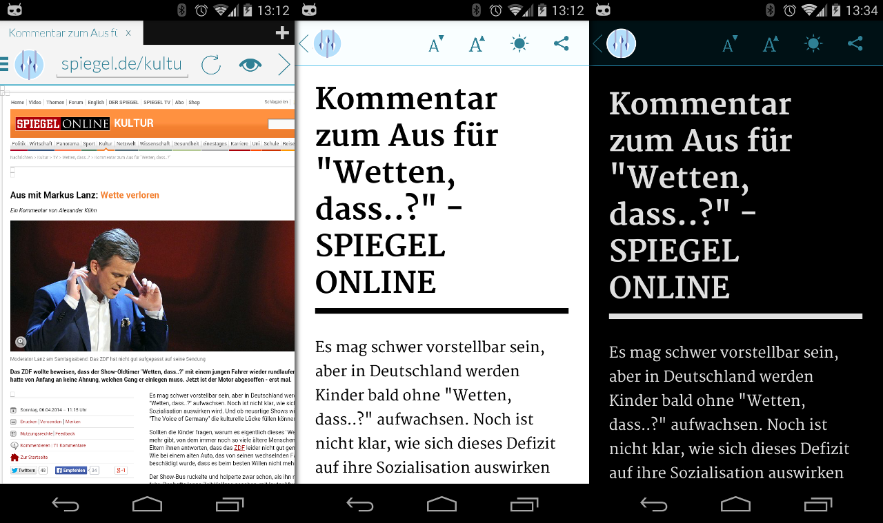 Der Readability-Modus reduziert Webseiten auf das nötigste, so dass sich diese auf dem Handy bequem lesen lassen.