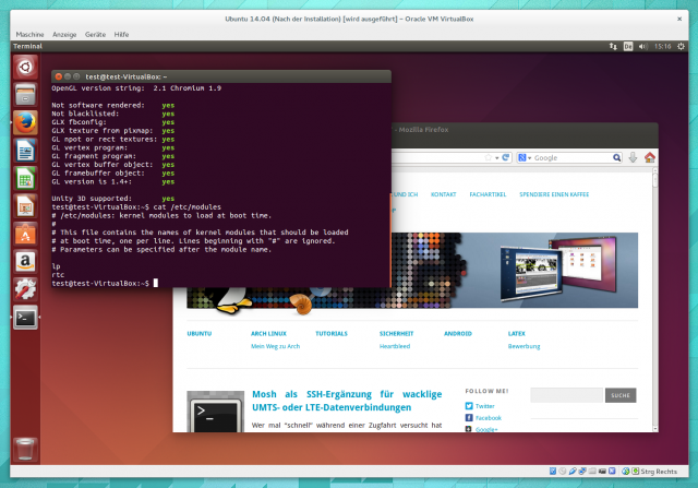 Mit aktivierter 3D-Beschleunigung läuft Ubuntu 14.04 auch in der VirtualBox rund.