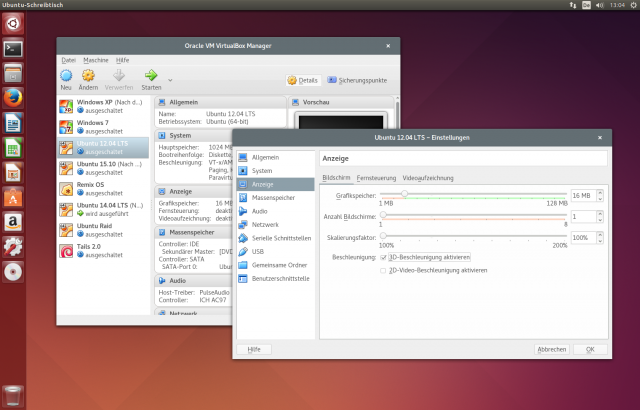 Ubuntu 14.04 „Trusty Tahr“ als VirtualBox grottenlahm? Aktiviert die 3D-Beschleunigung!