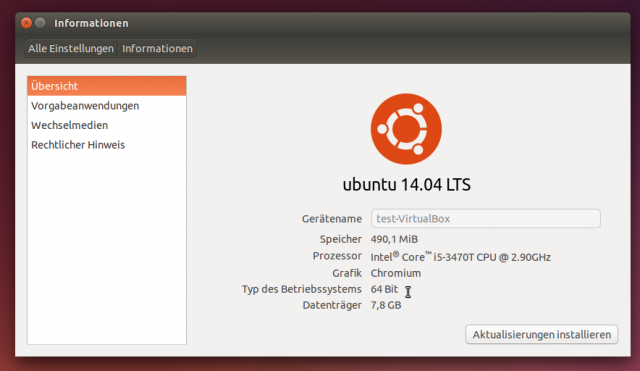 Ob ihr ein 32- oder 64-Bit-Ubuntu installiert habt, verraten euch die Informationen in den Systemeinstellungen.