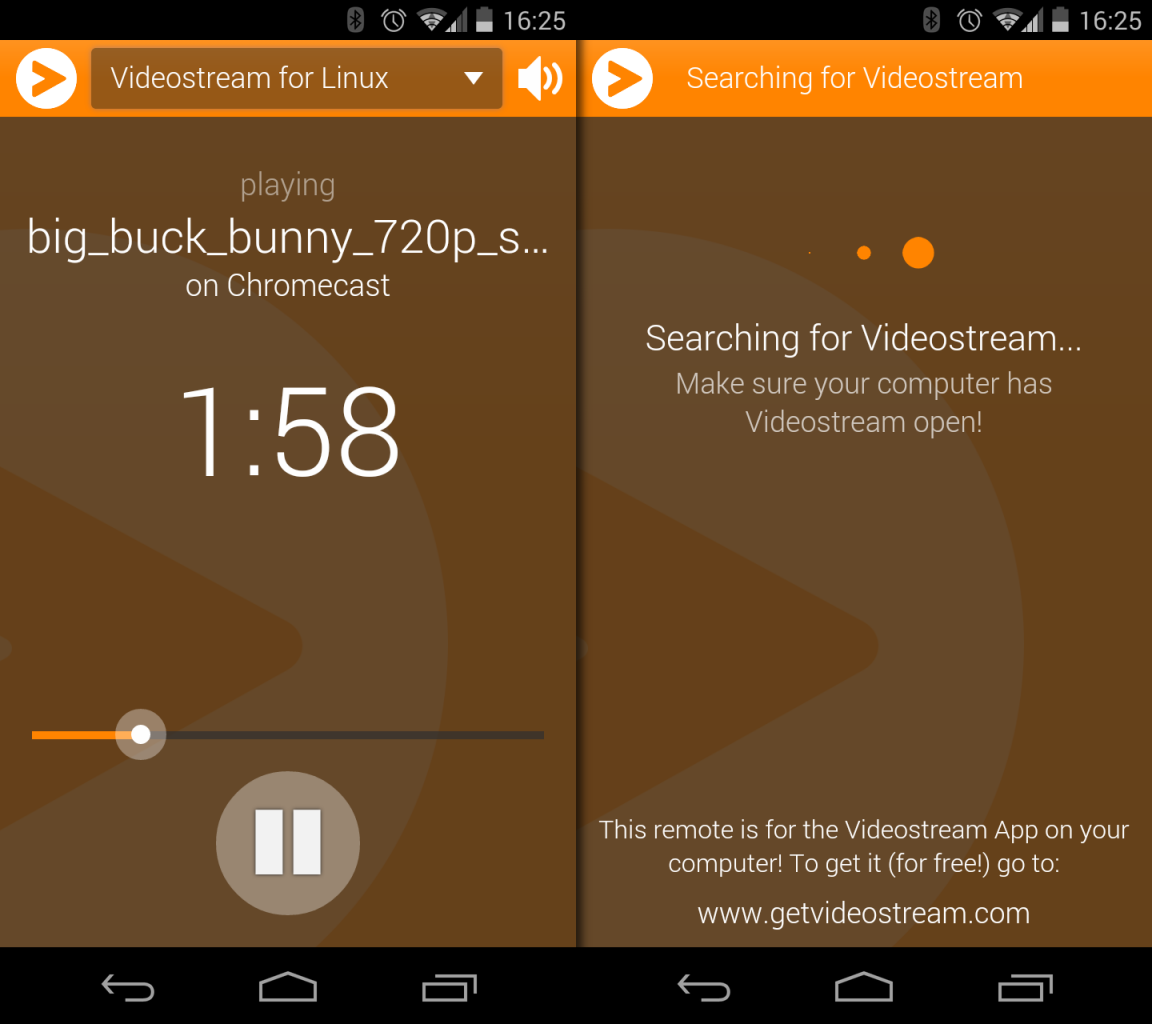 Mit der Videostream-App lässt sich die Wiedergabe vom Handy aus steuern.