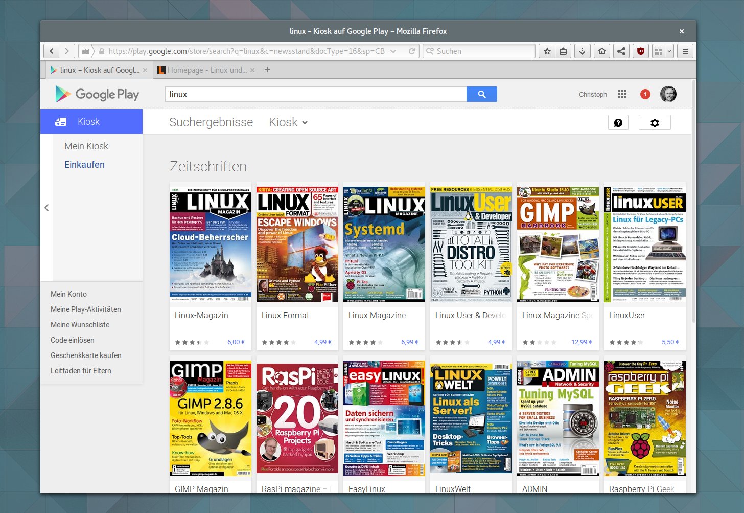 Google Play Kiosk vertreibt nun Zeitschriften und Abos — Linux-Hefte sind mit an Bord
