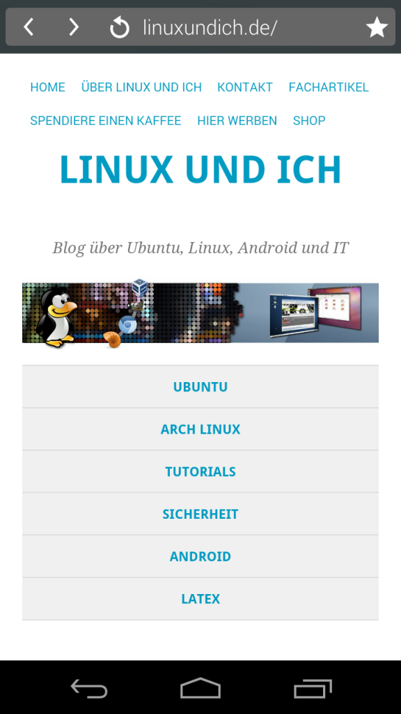 Linux und Ich im Lucid Browser in der mobilen Ansicht