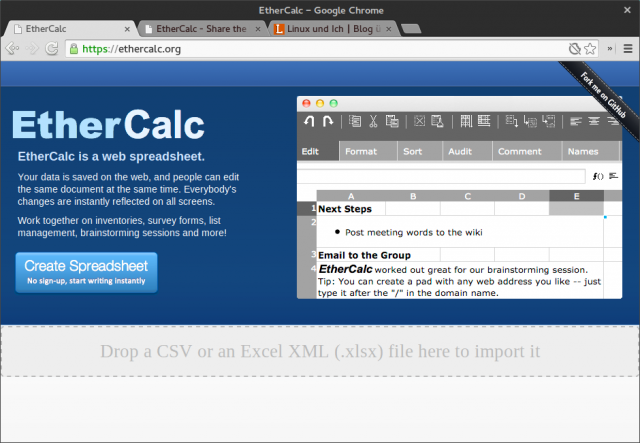 EtherCalc ist eine webbasierte Open-Source-Alternative zu Google Docs.