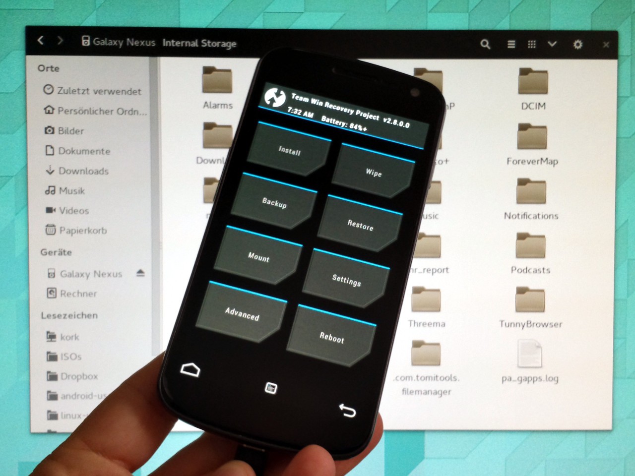 TWRP 2.8 erlaubt nun auch im Recovery Modus den Zugriff auf die Handy-Daten.