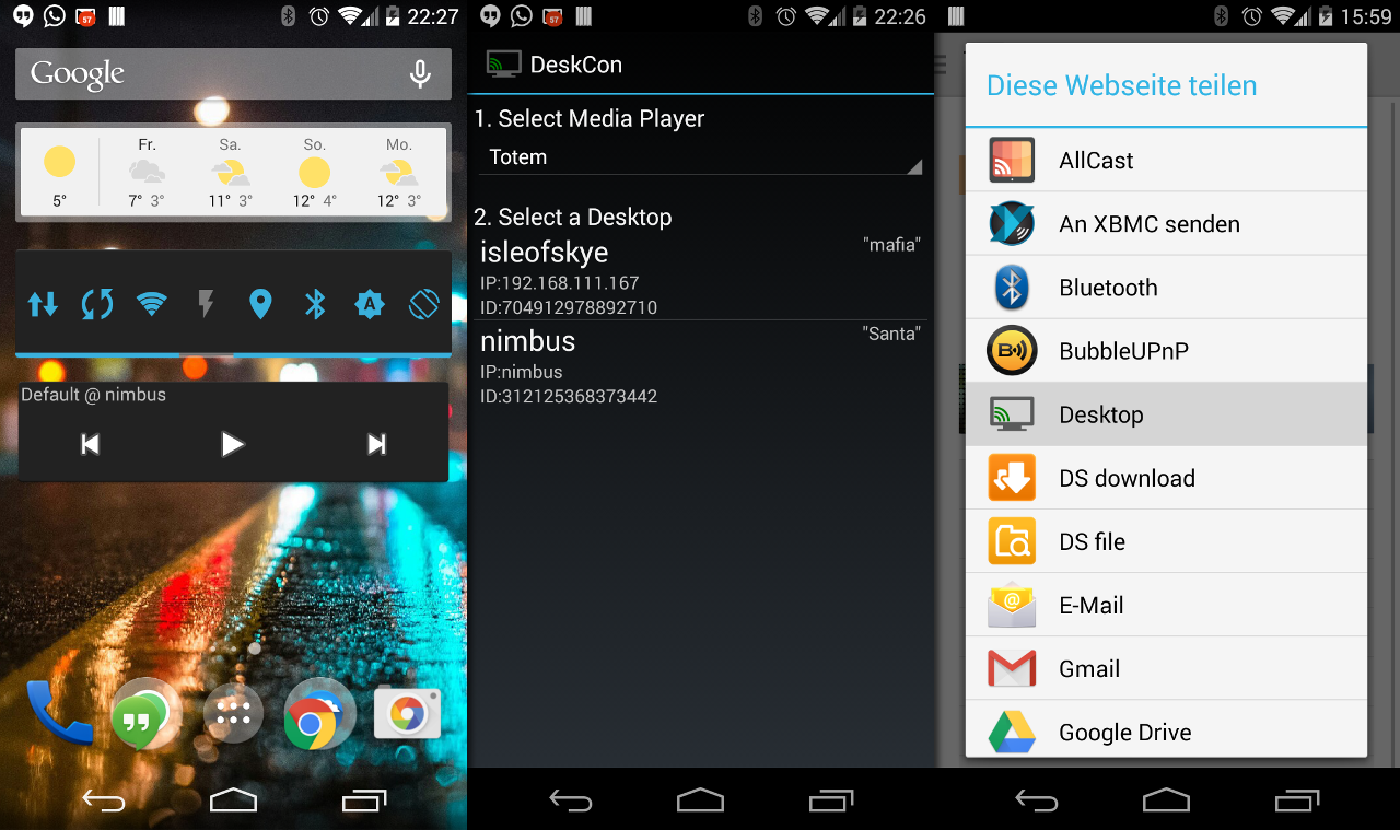 Mit DeskCon sendet ihr Daten vom Handy auf dem Rechner oder steuert den Medienplayer.