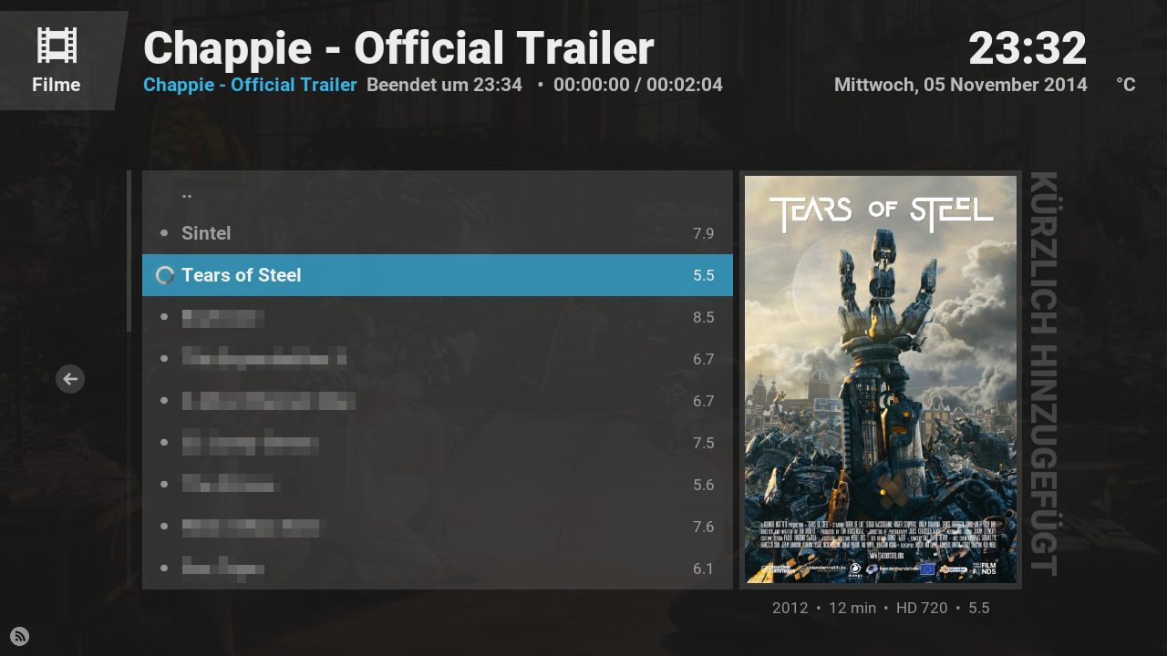 Dennoch ist Eminence in meinen Augen eines der besten Skins für XBMC.