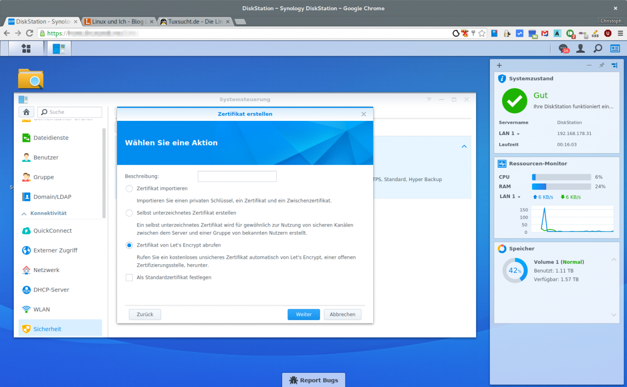 Die Let's-Encrypt-Zertifikate sollte das System auch automatisch aktualisieren.