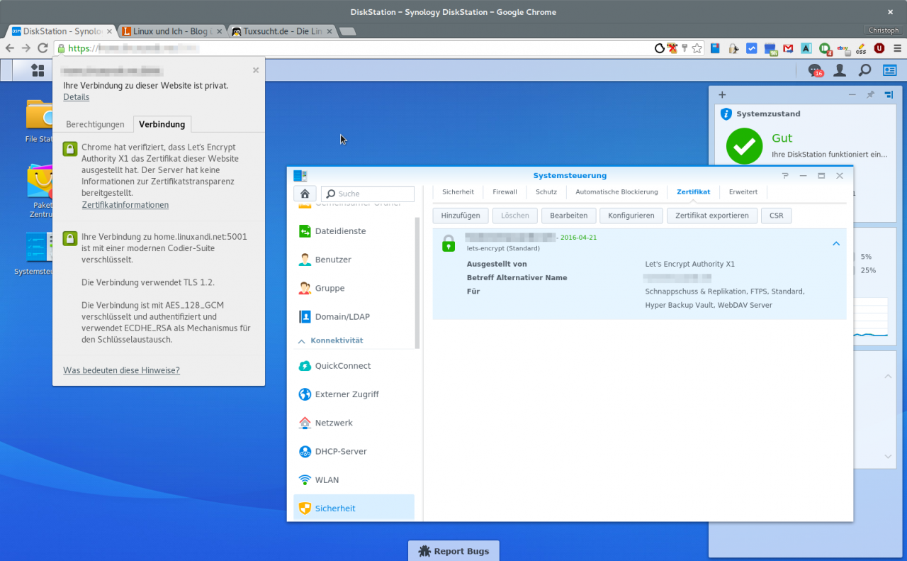 Das grüne Schloss-Symbol in der Adresszeile des Browsers signalisiert: Die komplette Verbindung ist ordentlich verschlüsselt.