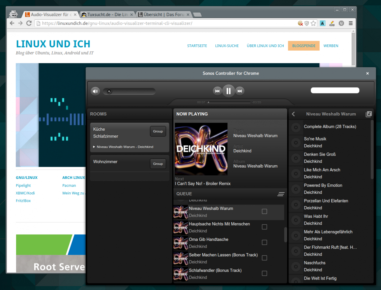 Sonos als Browser-App für Chrome oder Chromium funktioniert selbstverständlich auch unter Linux oder Chrome OS.