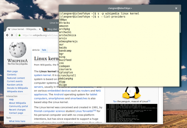 Mit s Internetsuchen bei Google, Wikipedia und Co. aus dem Terminal starten