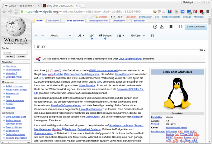 Wikipedia bringt mit VisualEditor einen WYSIWYG-Editor – Linux und Ich