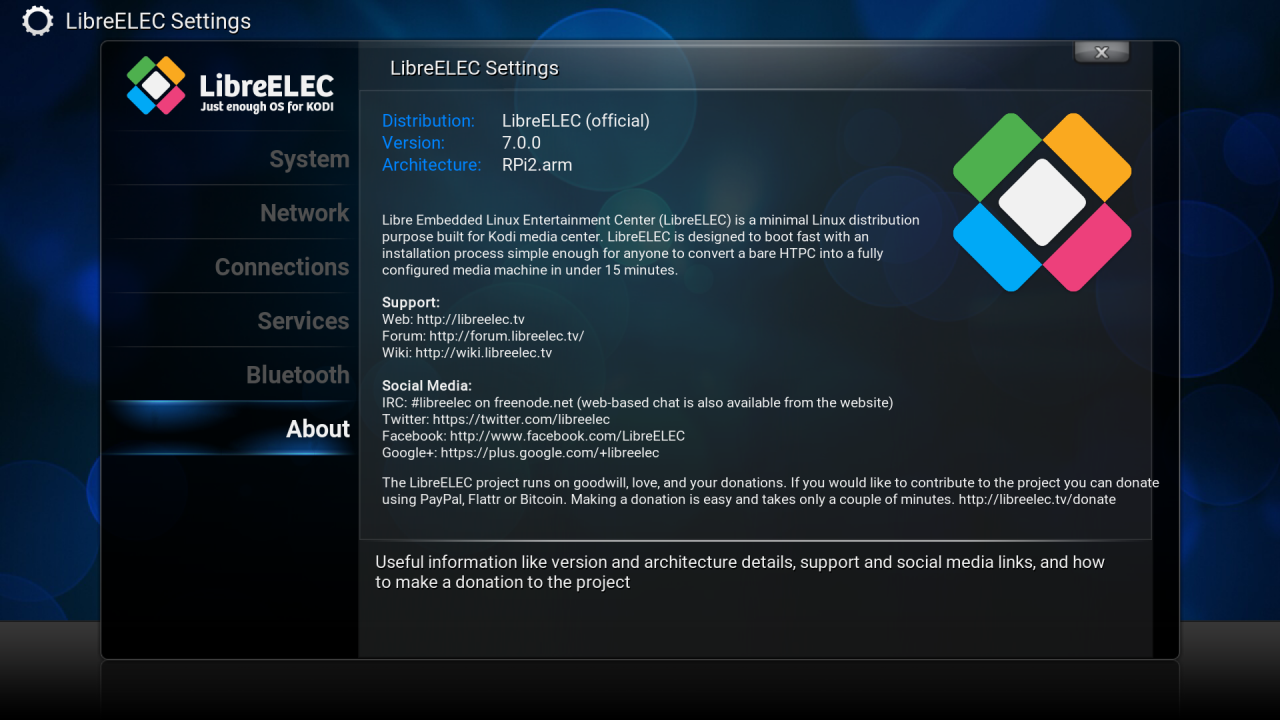 LibreELEC 7.0.0 entspricht in weiten Teilen noch OpenELEC.