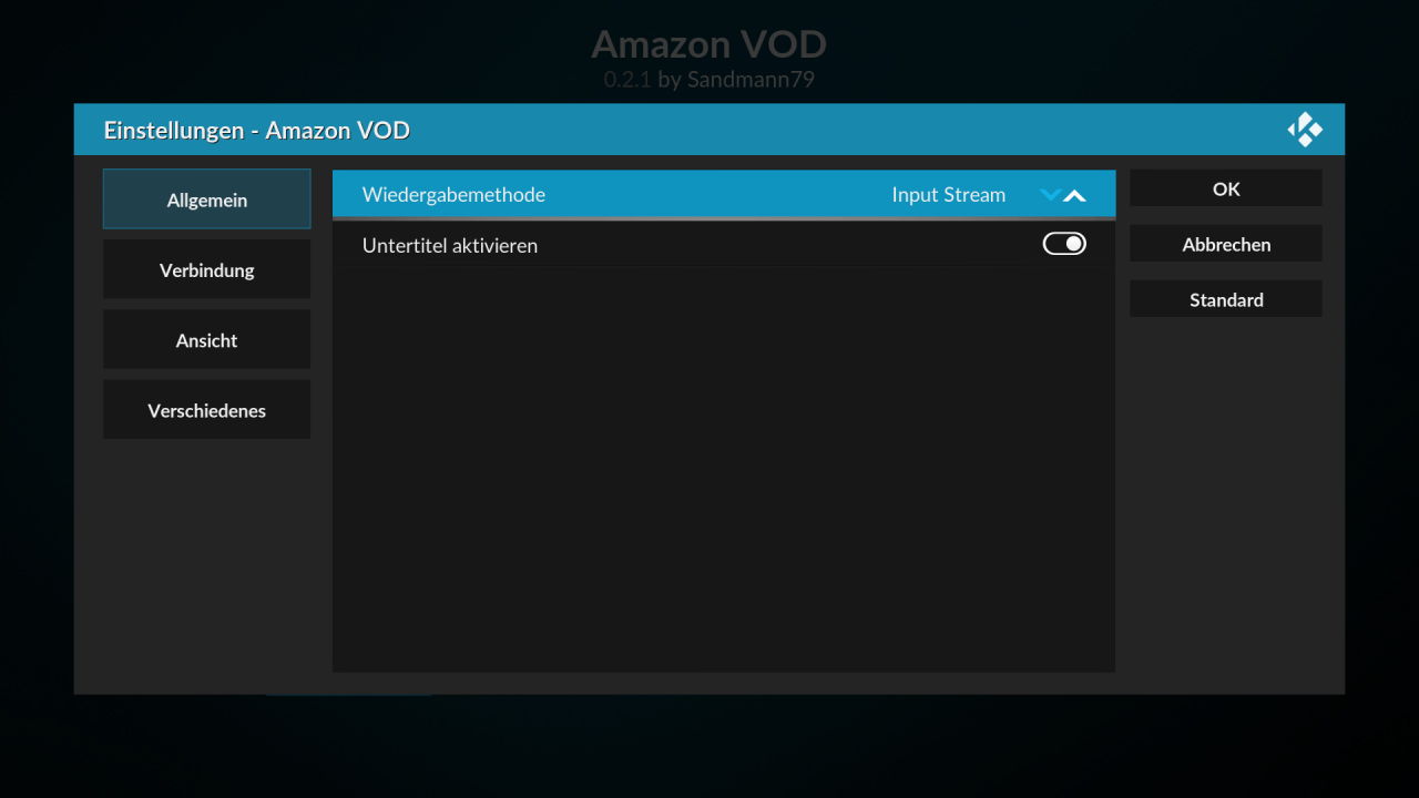 Die Wiergabemethode des Addons müsst ihr auf Input Stream umstellen.