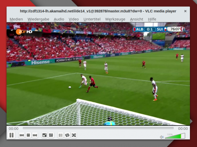 Der Live-Stream des ZDF in VLC.