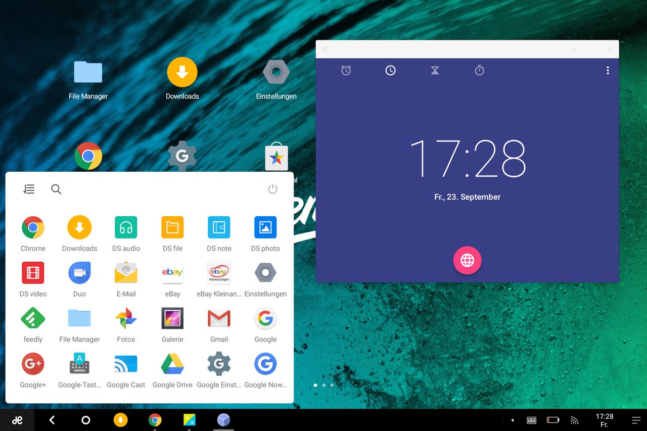 Remix OS organisiert die Apps in einem klassischen Startmenü. Andere Launcher wie Nova funktionieren nicht.
