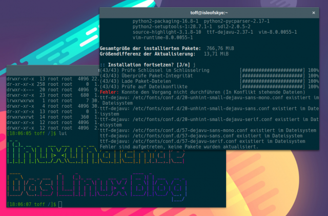 Arch Linux Pacman stolpert beim Aktualisieren von ttf-dejavu