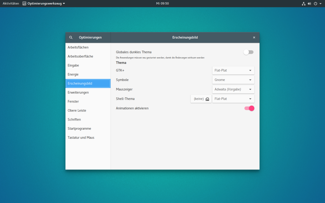 Bei Ubuntu-Gnome muss man die User-Themes-Extensions für die Shell aktivieren.
