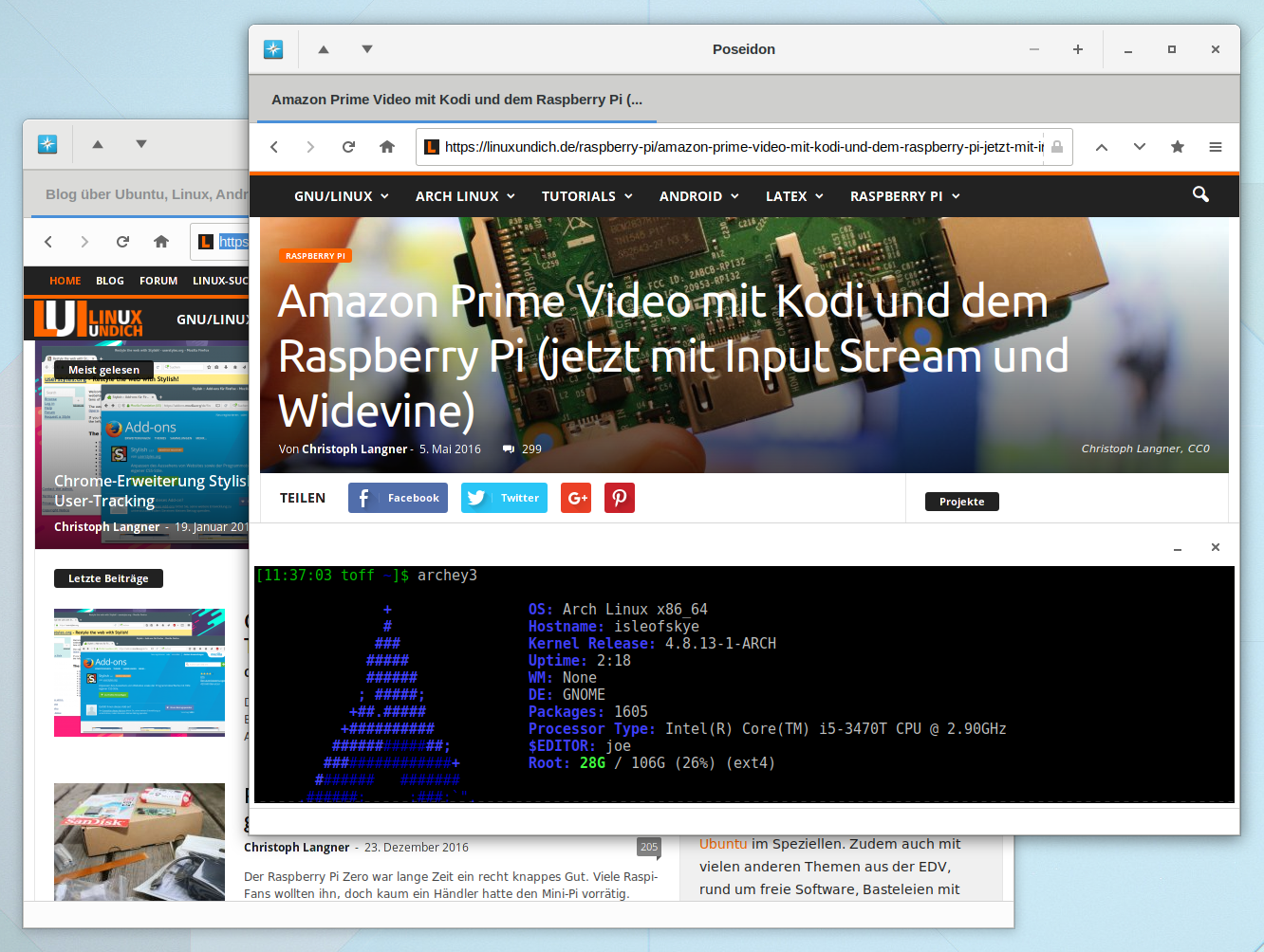 Poseidon: Linux-Browser mit Adblocker, NoScript und GTK3-Oberfläche