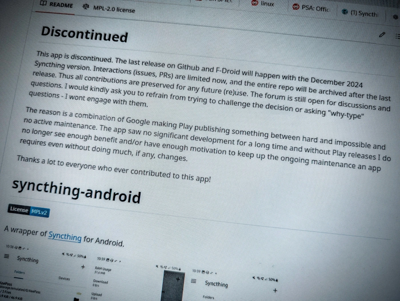 Ende des Syncthing-Clients für Android