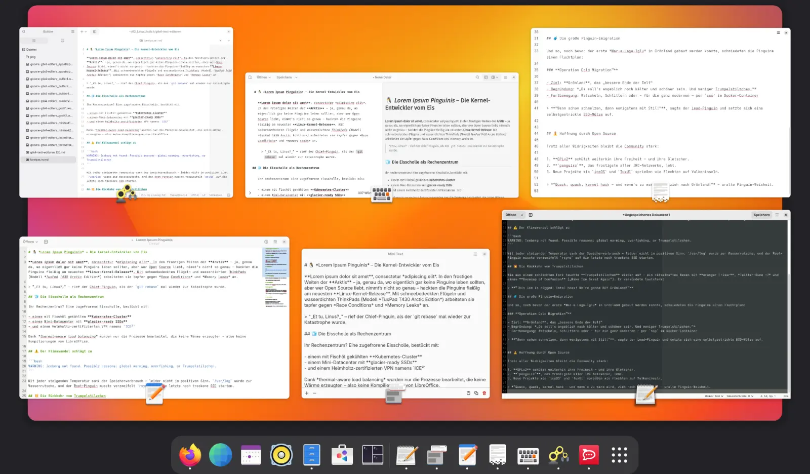 Aktuelle GNOME-Texteditoren auf Basis von Libadwaita/GTK4