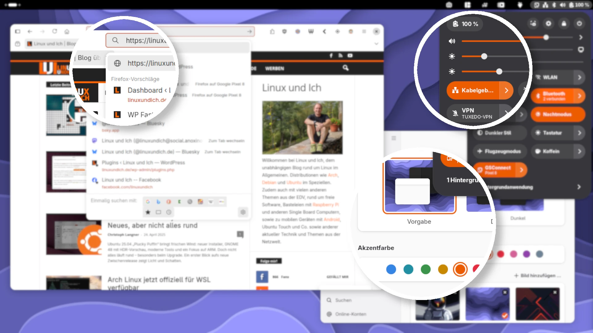 Libadwaita-Akzentfarben von GNOME 47+: Einheitlicher Look für GTK-Anwendungen wie Firefox und GIMP