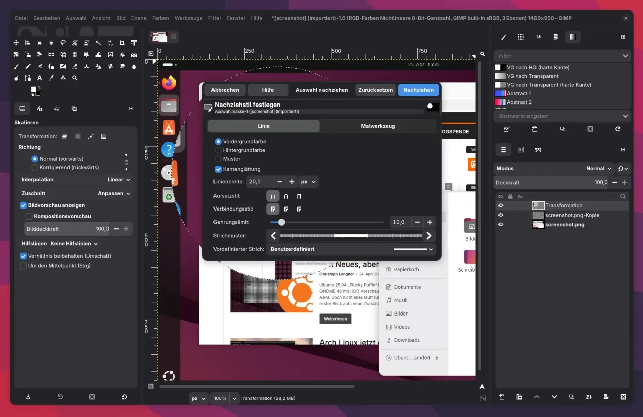 Fügt eine Kontur um den vergrößerten Bereich hinzu, um ihn besser hervorzuheben. Dies sorgt für eine klare Abgrenzung zum Hintergrund.