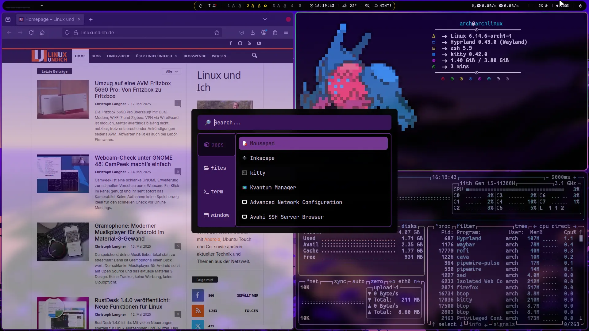 KooL’s Hyprland Dotfiles: Gericeter Desktop auf Knopfdruck