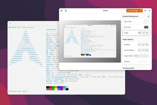 Screenshots mit Gradia 1.1.0 unter GNOME aufhübschen