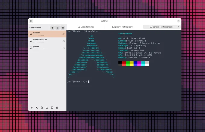 Wer viele Server über SSH betreut, verliert schnell den Überblick. SSHPilot erleichtert Routineaufgaben, integriert sich in den Desktop und erweitert das klassische Terminal um eine praktische, übersichtliche Oberfläche.