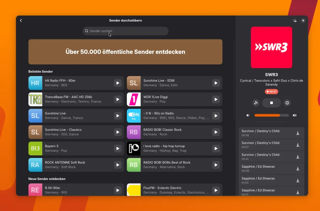 Shortwave bietet eine umfangreiche Oberfläche, viele Einstellungen und Funktionen und erlaubt das Abspielen sowie Speichern von Internetradiosendern unkompliziert.