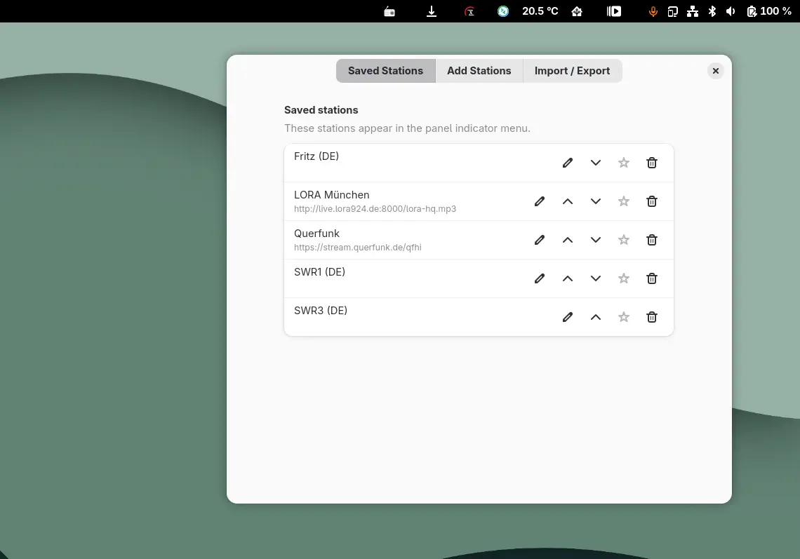 Favoriten, eigene Sender und andere Optionen lassen sich komfortabel in den Einstellungen der Erweiterung verwalten und anpassen.