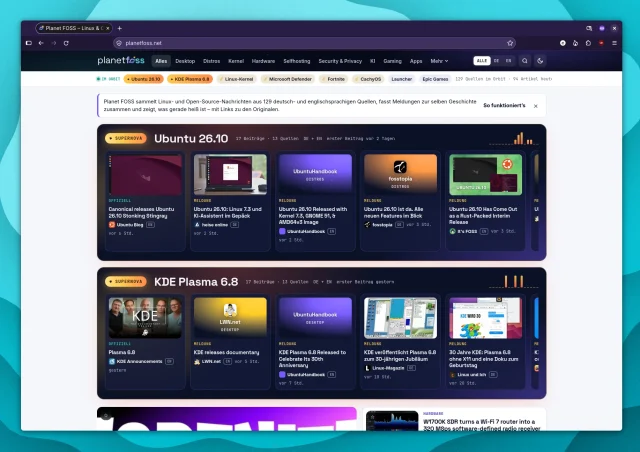 PlanetFOSS: Linux-Nachrichten, die sich selbst sortieren