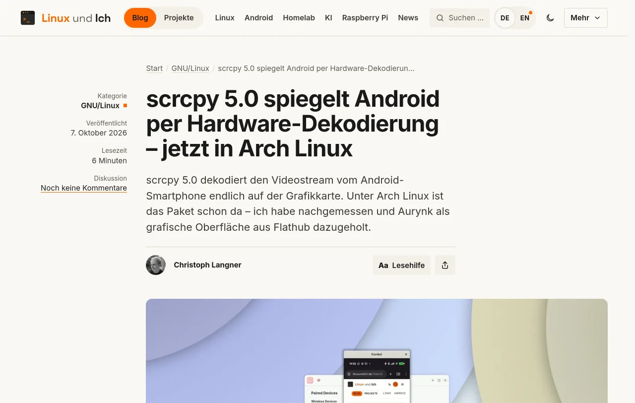 Article view of Linux und Ich in October 2026