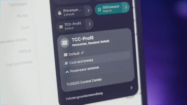Pulsgeber: TUXEDO Control Center Profiles in the GNOME Quick Settings